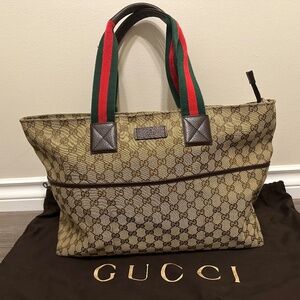Gucci GG Canvas Diaper Zip Web Tote Bag